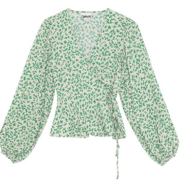 NWT Ganni Floral Wrap Blouse - Picture 2 of 6